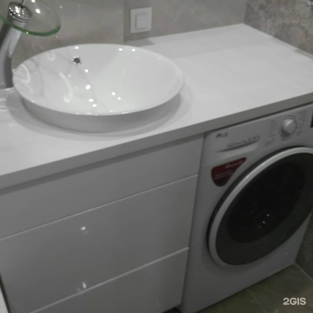 Столешница в ванную под накладную раковину и стиральную машину