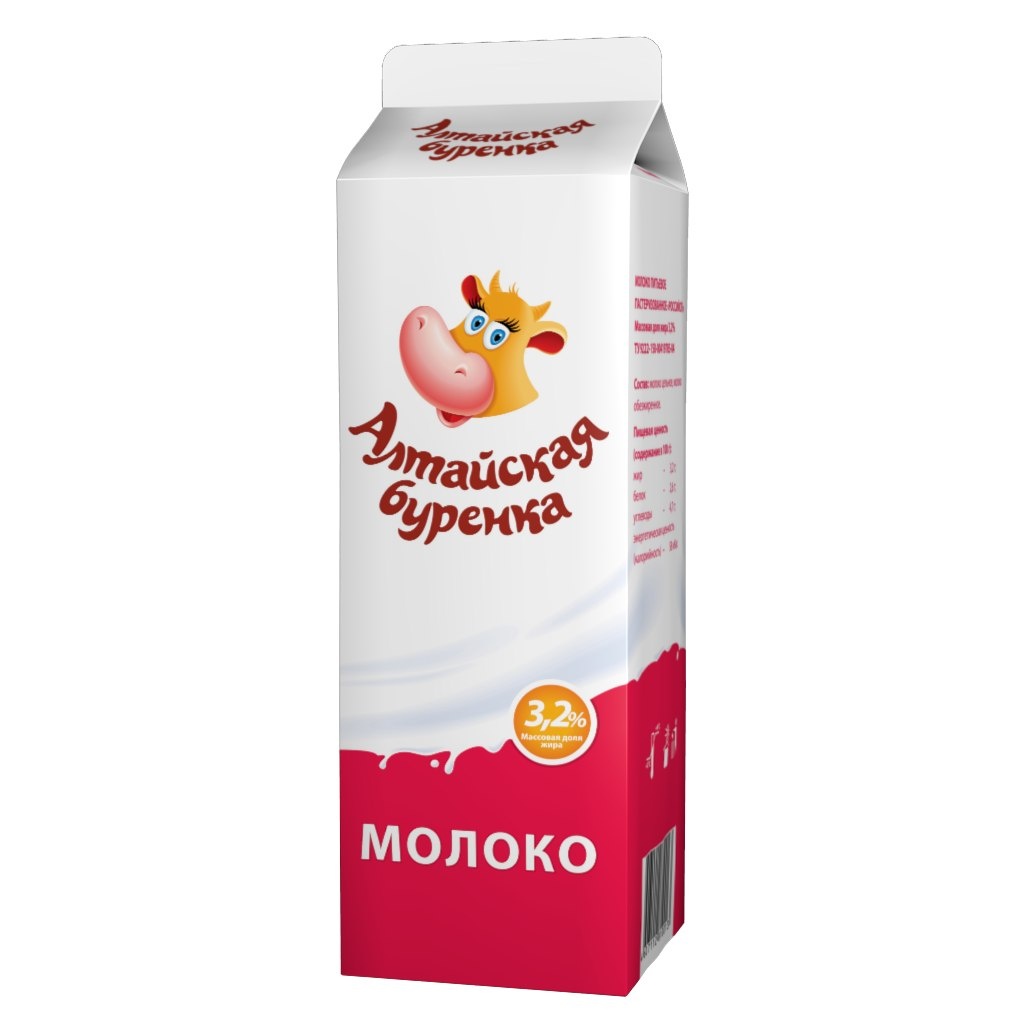Молоко пастеризованное российское 3.2% Алтайская Буренка 850 г ПЭТ 